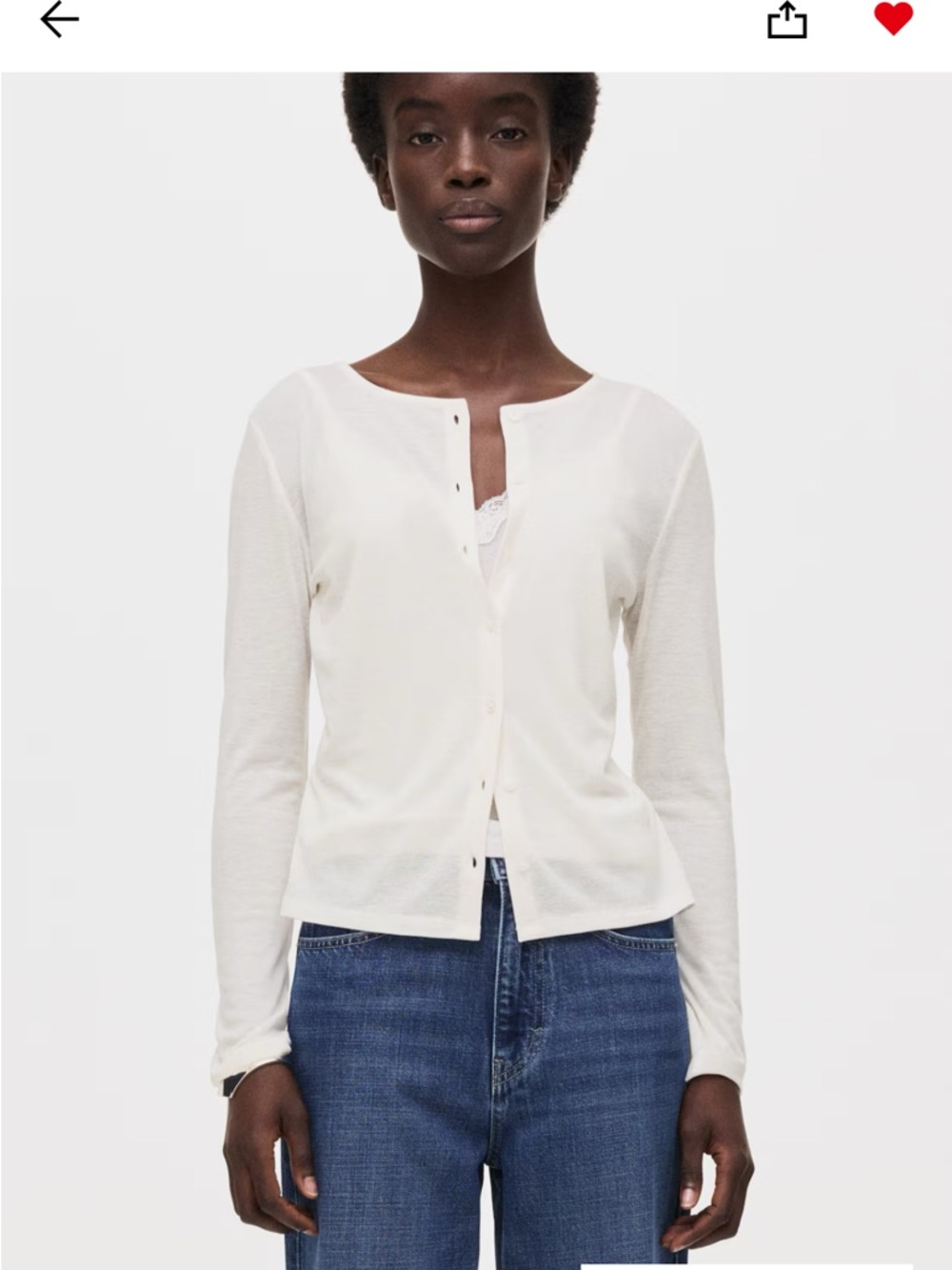 H&M White Button-Front Long Sleeve Cardigan